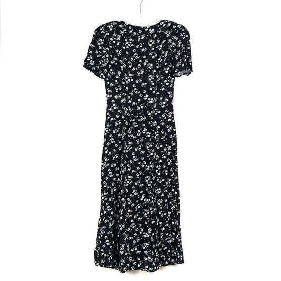 REFORMATION Locklin in Jasmine Black Floral Print Midi Shirt Dress - Sz - 0 - Picture 5 of 10